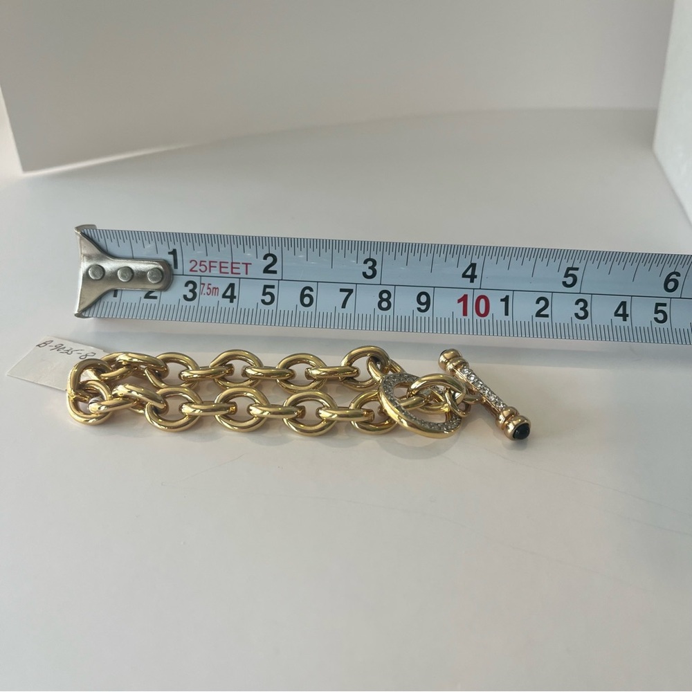Vintage Gold Chain Crystal and Navy Enamel Necklace and Bracelet Set - Picture 8 of 9